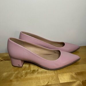 Coach Willa Pump in Blossom Light Pink Leather Chunky Heel Pointed Toe 10